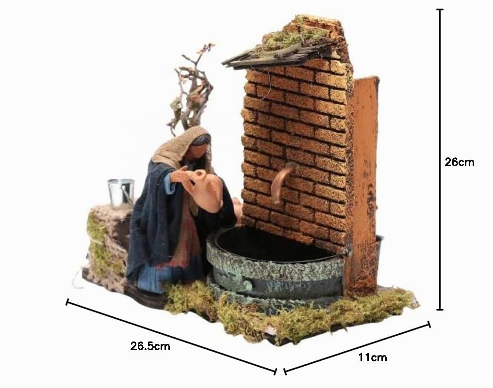 Holyhome Donna alla fontana con movimento cm 10 (3,93Inch) - Presepe Napoletano Terracotta Vestita