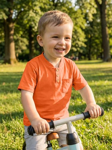 Image of Poroka 4 Pack Baby Boys and Toddlers Cotton Short-Sleeve T-Shirts Pocket Button Crew Neck Tee Short-Sleeve Shirts