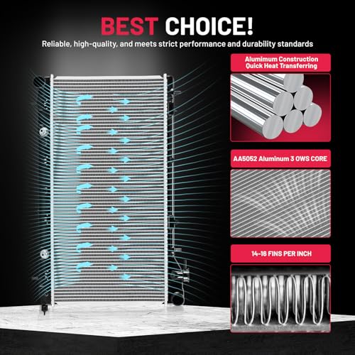 Image of BDFHYK 2402 Aluminum Radiator for Subaru Impreza 1999-2001, CU2402 DPI 2402, 1-Row 16mm Core, Direct Fit Replacement
