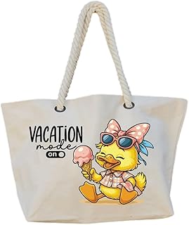 شنطة شاطئ للنساء، شنطة توت متعددة الاغراض، هدية صيفية، شنطة بحرية، 47 سم × 37 سم، طباعة على جانب واحد، تصميم صيفي، وضع الاجازة، نحن نطبع هديتك