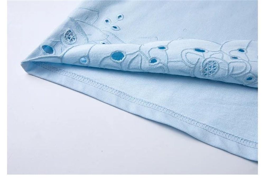 Camiseta de manga corta para mujer, diseño bordado, tela suave, elegante, para uso diario