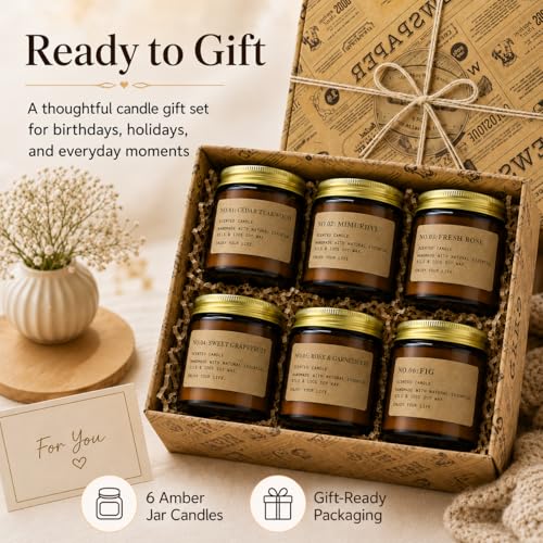 6 Pack Candles for Home Scented Aromatherapy Candle Gift Set for Women Soy Wax Long Lasting Amber Jar Candles Gift for Birthday Mother's Thanksgiving Day Present - Image 3