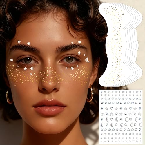 6 Stück Glitzer Sommersprossen Tattoo,Glitzer Gesicht Sommersprossen Tattoo,Glitter Freckles Temporäre Tattoos Wasserfeste Fake Freckles für Erwachsene Festival Schminke (Glitzer Sommersprossen)