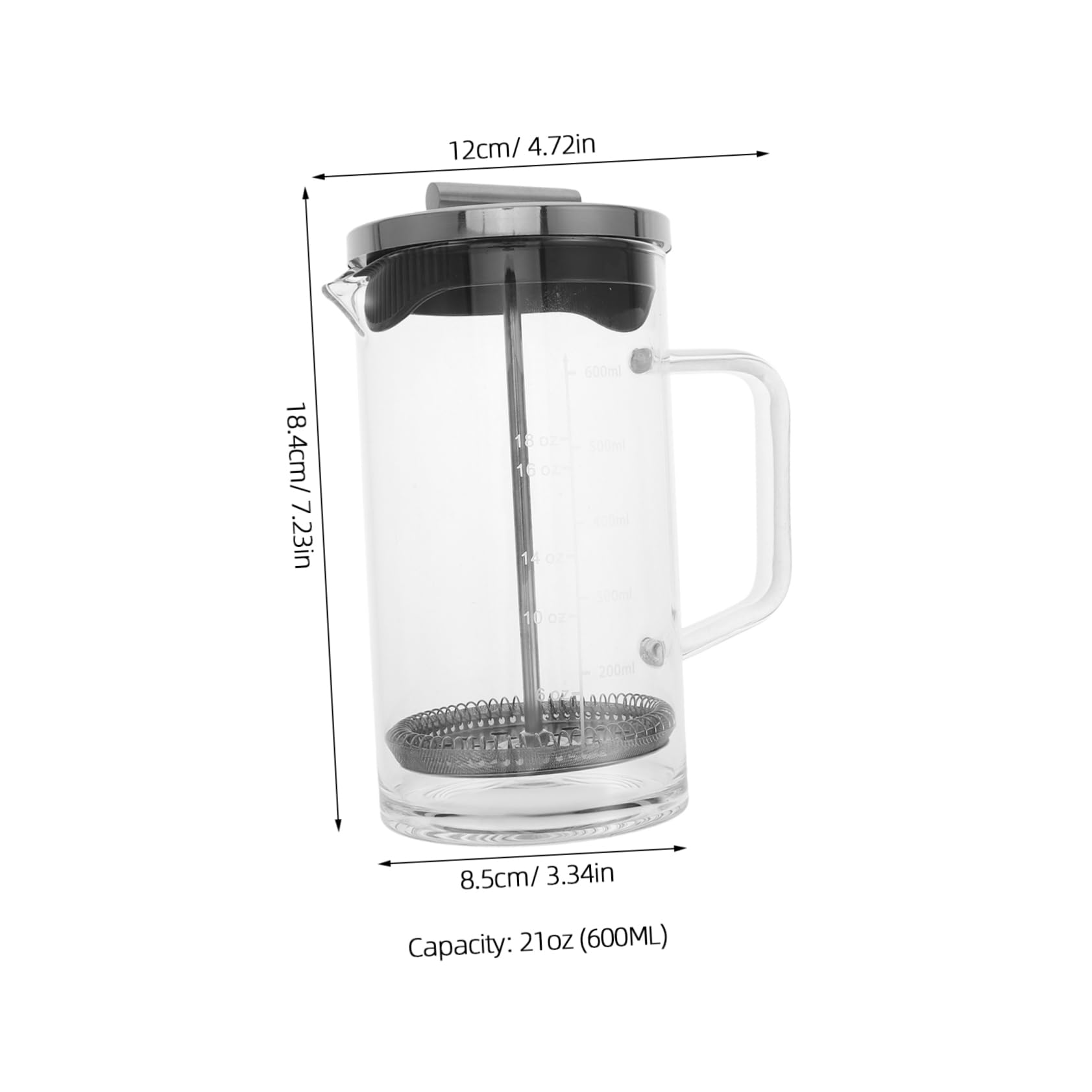 Luxshiny Cafetera Manual De Vidrio Transparente Con Escala Hogar Prensa Francesa De Cafetera De Prensa Para Preparar Café Espresso También Suitable Para Filtrar El Té