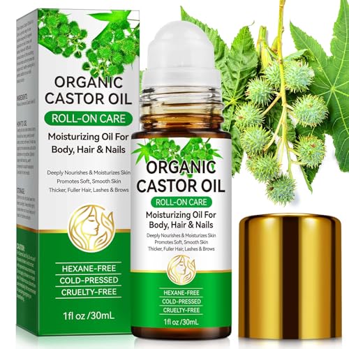 Pure Natural Plant Roller Castor Oil 30ml - 100% Organic Castor Oil Deep Moisturizing Skin Care Refreshing Texture Suitable for Face Body Hair Eye