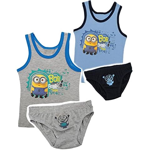 alles-meine.de GmbH 2 TLG. Set: Unterwäsche - Slip & Unterhemd - Minion - Ich einfach unverbesserlich - Gr. 116/122 - Größe 5 bis 6 Jahre - 100% Baumwolle - Unterhose - Ju Cover