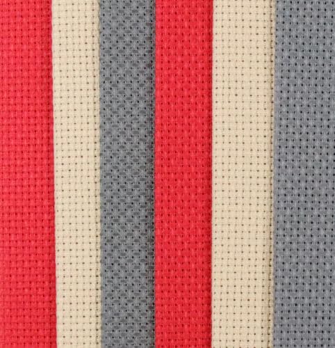 Image of KCS 4 /6 pc of 12 inch x 18 inch(30cmx45cm) 16 Count Cotton Aida Cloth Cross Stitch Fabric (6 pc,Red+Khaki+Dark Grey)