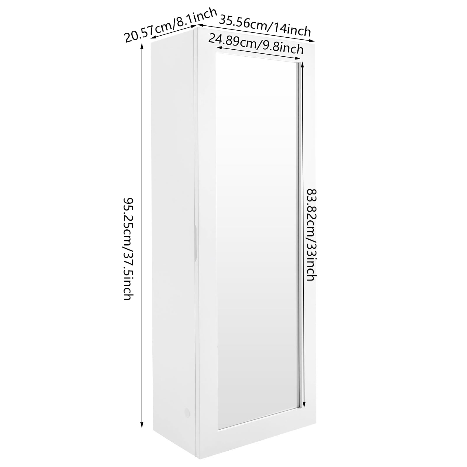 Bügelbrett Schrank Wandmontage 180° Drehbar Multifunktional Wandbügelbrett mit Vorderer Ankleidespiegel, 4 Ablagen und 2 Haken