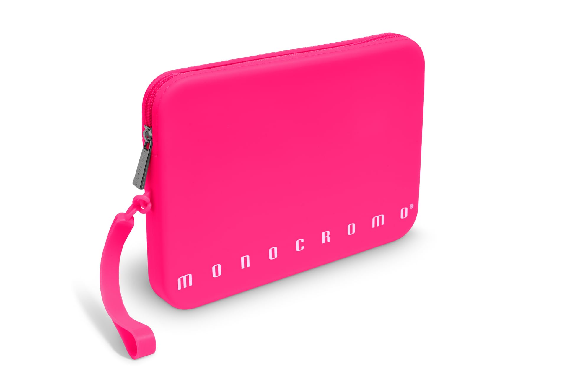 Pigna, Clutch Bag in Soft Silicone, Neon Monochrome, with Handle, Zipper, Pink, Pack of 1
