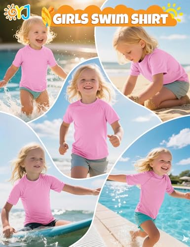 Image of Boys Rash Guard Short Sleeve Swim Shirt UPF+ 50 Rashguard for Toddler Teens Water Sun Shirts Swim Wear Quick Dry