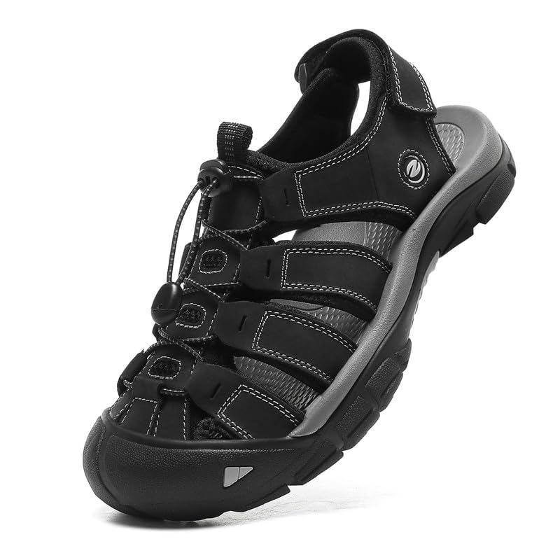 ziitop Mens Hiking Sandals Closed Toe Athletic Sport Sandals Leather Athletic Lightweight Trail Walking Casual Water Shoes2