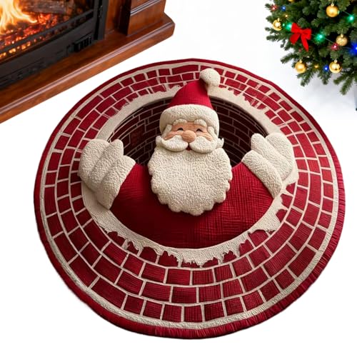クリスマス バスルーム マット,滑り止め キッチン ドアマット - クリスマス 3D イリュージョン フロア マット,エントランス 室外 入口 フロア パティオ ホーム アウトドア ベッドルーム リビングルーム キッチン ポーチ 室内用
