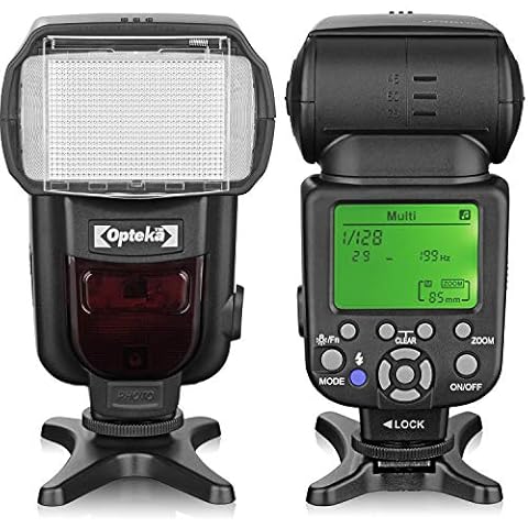 Opteka IF-980 i-TTL Dedicated Auto-Focus Speedlight Flash with LCD Display for Nikon Z50, Z7, Z6, D6, D5, D4, D850, D810, D780, D750, D610, D500, D7500, D7200, D5600, D5500, D5300, D3500, D3400, D3300 Cover