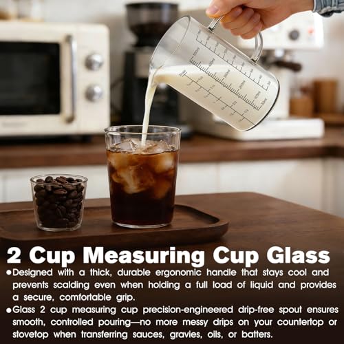Vaso medidor de vidrio 18 oz con asa y pico en V miniatura 4
