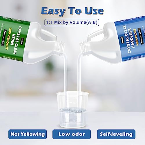 Image of TAKIMO 1 Gallon Crystal Clear Epoxy Resin Kit, Bubble Free Self-Leveling Resin for Art, Crafts, Coating & DIY Projects, High Gloss 1:1 Epoxy Resin for Beginners & Pros