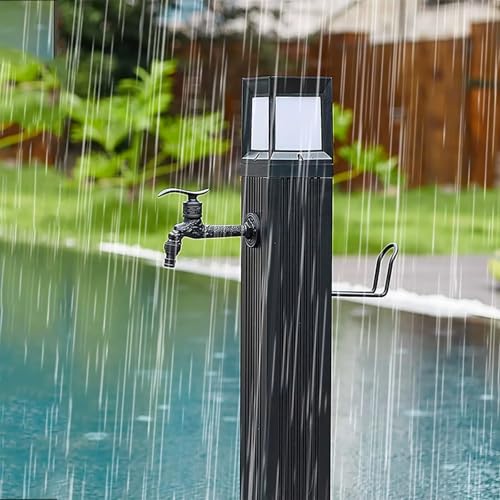 XBTGS Rubinetto a colonna d'acqua da giardino quadrato verticale per esterni, fontana ad energia solare, illuminata, idrante resistente all'inverno, per decorazioni paesaggistiche e gas, rubinetto a