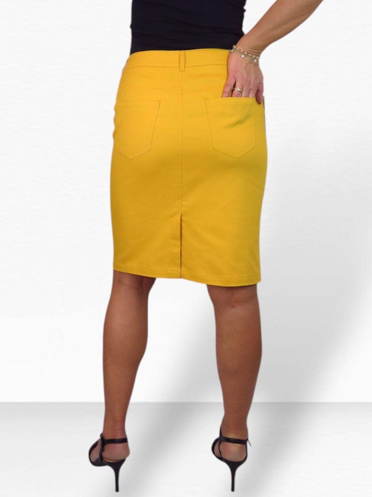 Falda De Lápiz Estilo Jeans Elásticos De Algodón Pesado para Mujer Casual 38-48