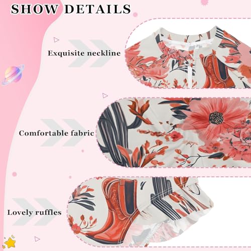 Girls One Piece Swimsuits Long Sleeve Swimsuit Zipper Bathing Suits Western Cowboy Boots Cactus Red3