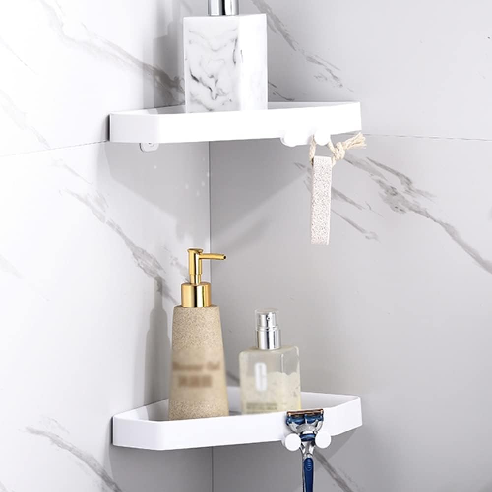 Corner Shower Shelf, Bathroom Shelf, Towel Drainer Basket with Hooks