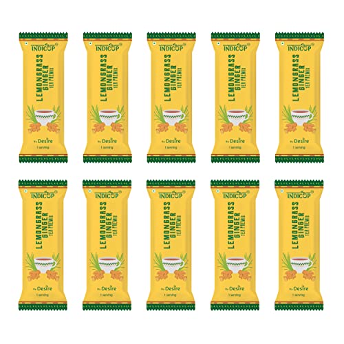 Image of Indicup Lemongrass Ginger Tea Instant Premix, Instant tea mix, Refreshing tast (50 Sachets Pack).