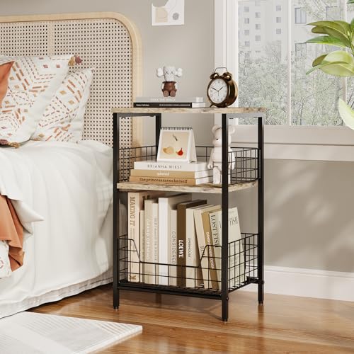 X-Cosrack CCC01 End Table,Industrial Retro Side Table Nightstand Storage Shelf For Living Room Bedroom Kitchen Family And Office,Stable Wood And Metal Frame thumb #1