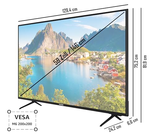 TELEFUNKEN XU58SN550S 58 Zoll Fernseher/Smart TV (4K Ultra HD, HDR Dolby Vision, Triple-Tuner, Alexa Built-In, Dolby Atmos) HD+ 6 Monate inkl. – Bild 4