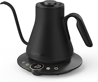 エペイオス(Epeios) 電気ケトル コーヒー 1°C単位の精密調節 ドリップ コーヒーポット 細口ドリップ LED表示パネル 電気ポット ドリップ ポット コンパクト0.9L 1040W ブラック