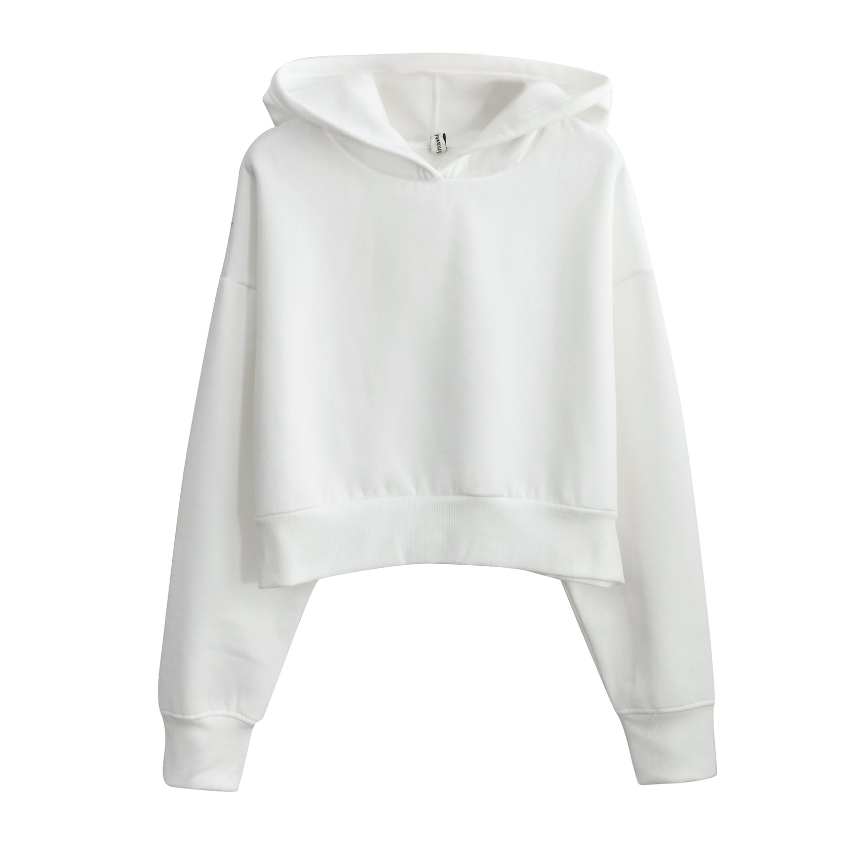 Amazhiyu Sudadera corta con capucha de forro polar para mujer, informal, de manga larga