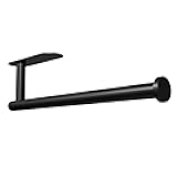 Paper Towel Holder Under Cabinet Wall Mount for Kitchen Towel, Self-Adhesive Bar, Rack, SUS304 Stainless Steel 13 inch (BlackA, 1)