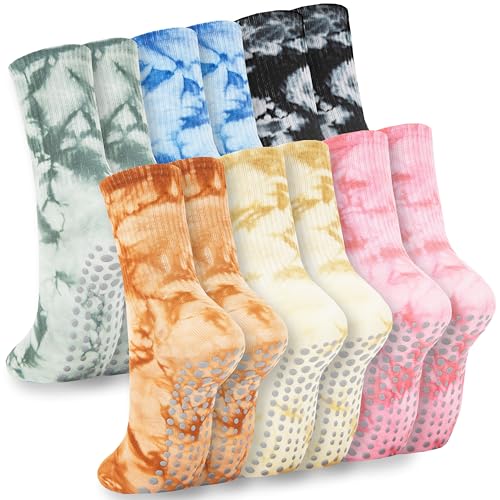 Grip Socks Pilates for Women- Cute Pilates Socks- Tie Dye Non Slip Grippy Sock Woman for Yoga Barre Dance