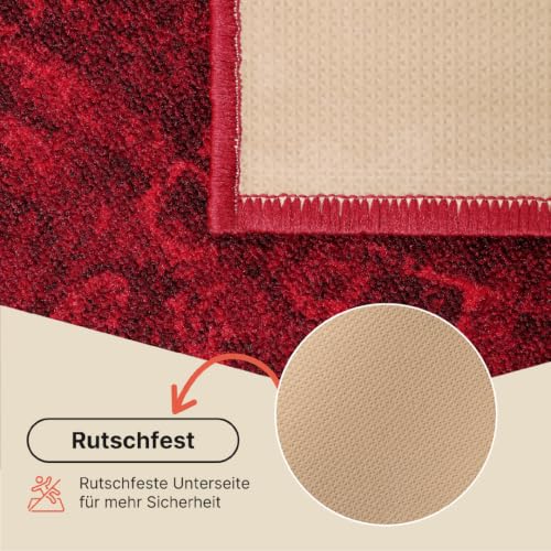 TAPISO Anti Rutsch Teppich Läufer rutschfest Brücke Meterware Oriental Rot Gelb Ornament Design Meliert Flur Küche Wohnzimmer 80 x 240 cm – Ansicht 6