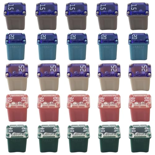 Kit de fusibles automotrices M-CASE Norheirui, 25 unidades, fusibles microcartucho multicolor de 15 A a 40 A para autos y SUV miniatura 1