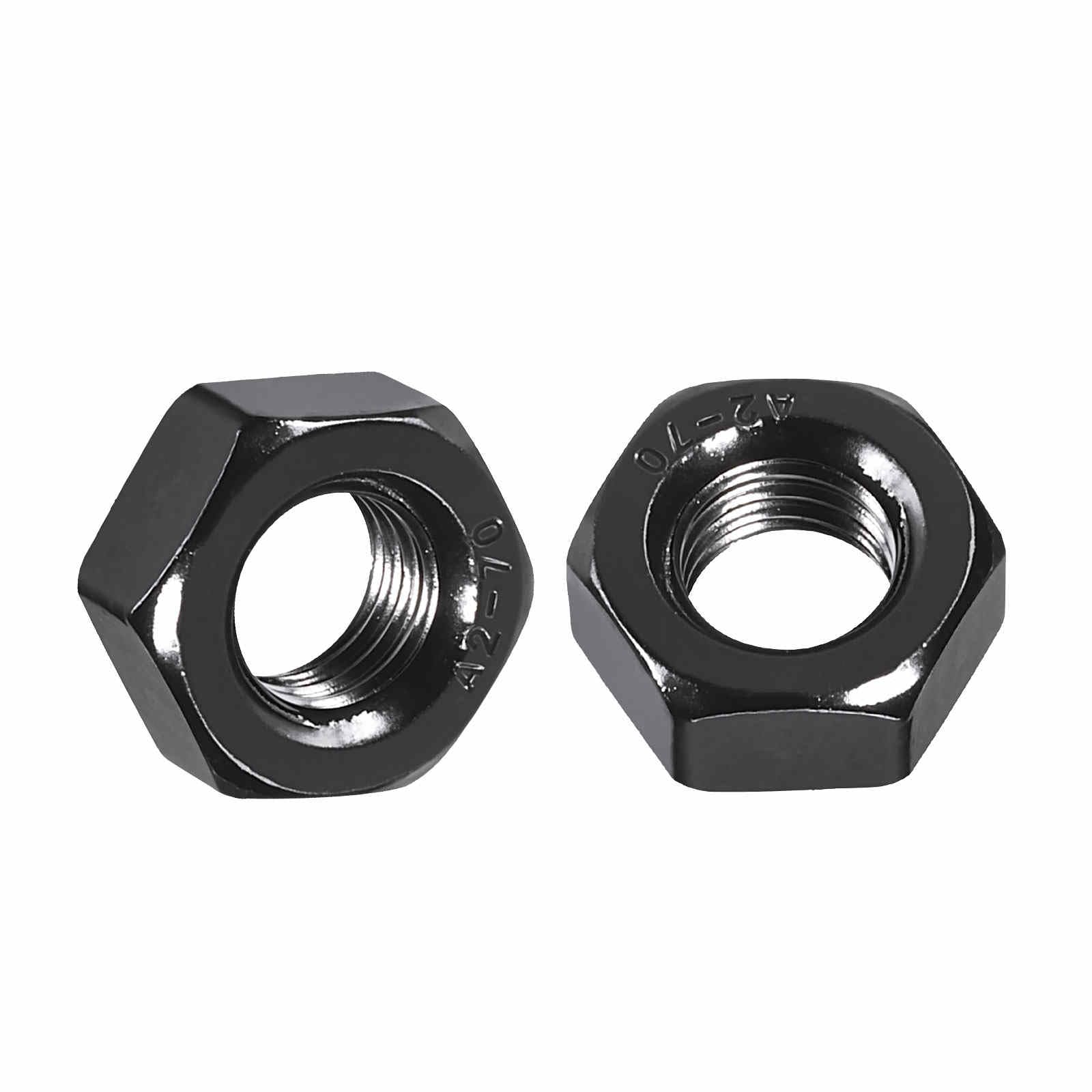 Kozelo 100pcs Hex Nuts - [M8-1.25mm] 304 Stainless Steel (A2-70) Hardware Metric Coarse Thread Metal Nuts for Heavy Structural Machinery Fastening, Black Oxide Finish, Black