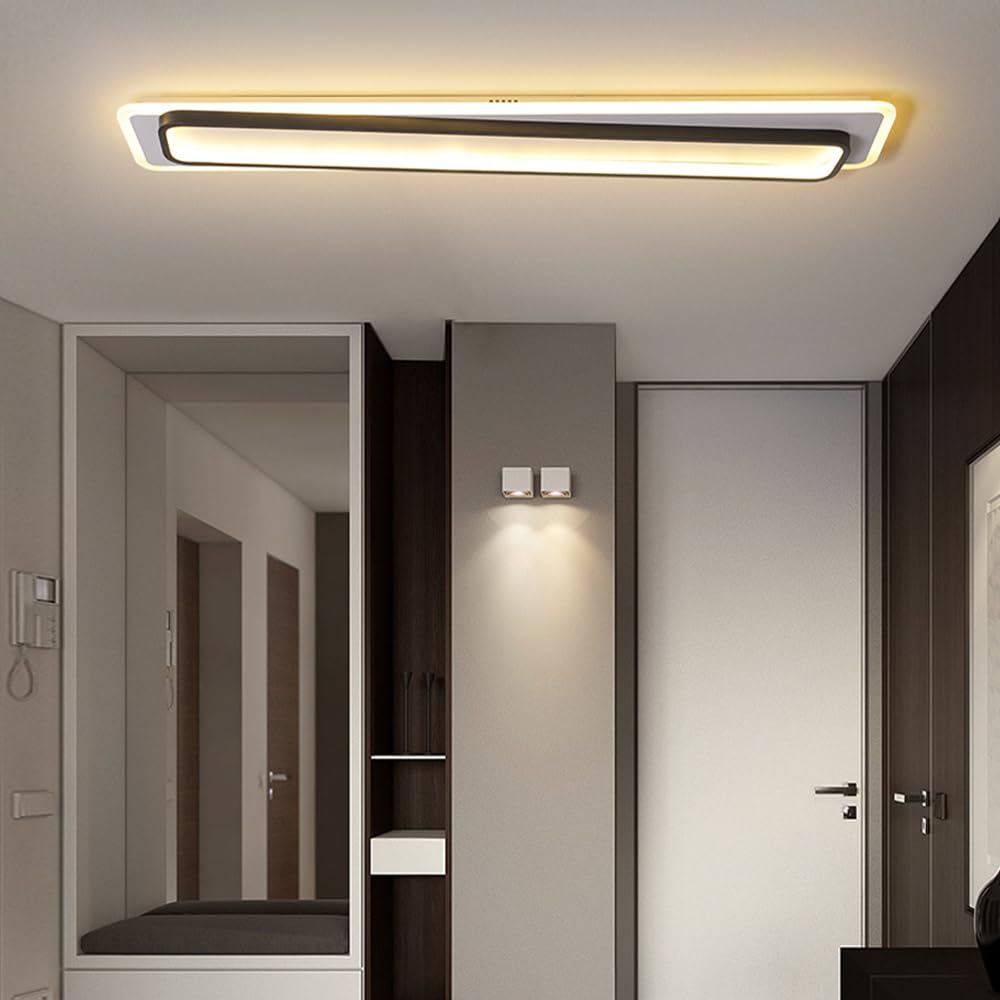 Nowoczesna Sufitowa, Akrylowa Liniowa Z 3 Trybami Kolorów, Sufitowa Led, Oświetlenie Jadalni I Salonu, Długie Lampy Sufitowe (Cri 85+)/Czarny/60 Cm