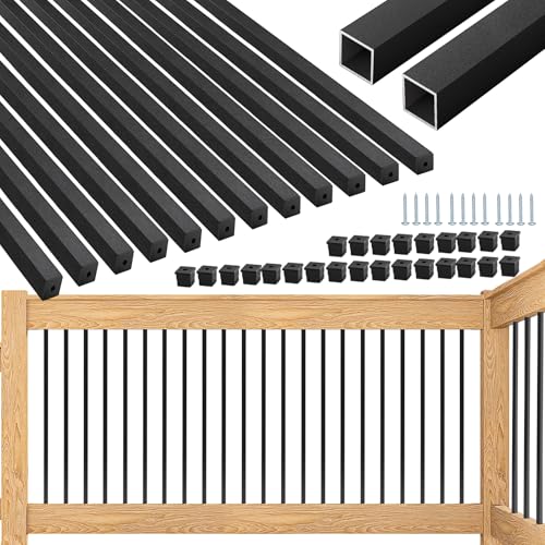 Balustre de terrasse en aluminium noir de 66 cm pour garde-corps extérieur (Lot de 51)