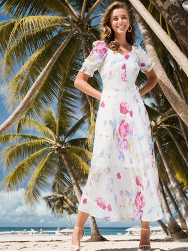 Rare Women's Polyester Fit And Flare Maxi Dress (Ep6218Ent_White