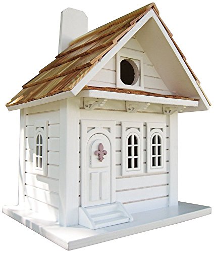 Nichoir à oiseaux avec toit Shotgun Cottage blanc cabane bois