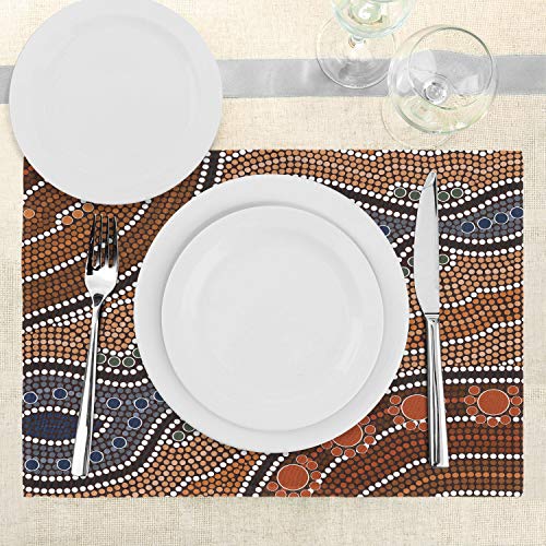 Lunarable SER_32486 Art Place Mats Set Of 4, Aboriginal Culture Inspired Abstract Nature Scene Native Australian Illustration thumb #2