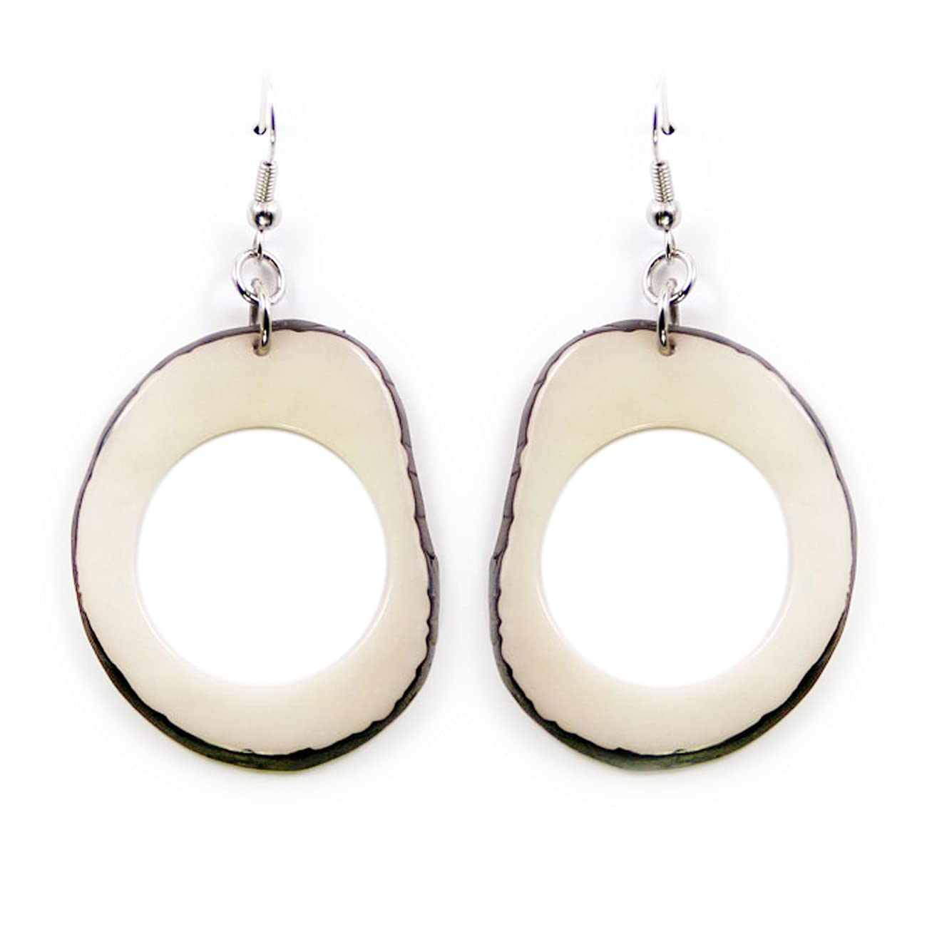Tagua Nut Earrings Slices in Natural Ivory White Handmade Fair Trade, Lightweight by Florama Natural Jewelry