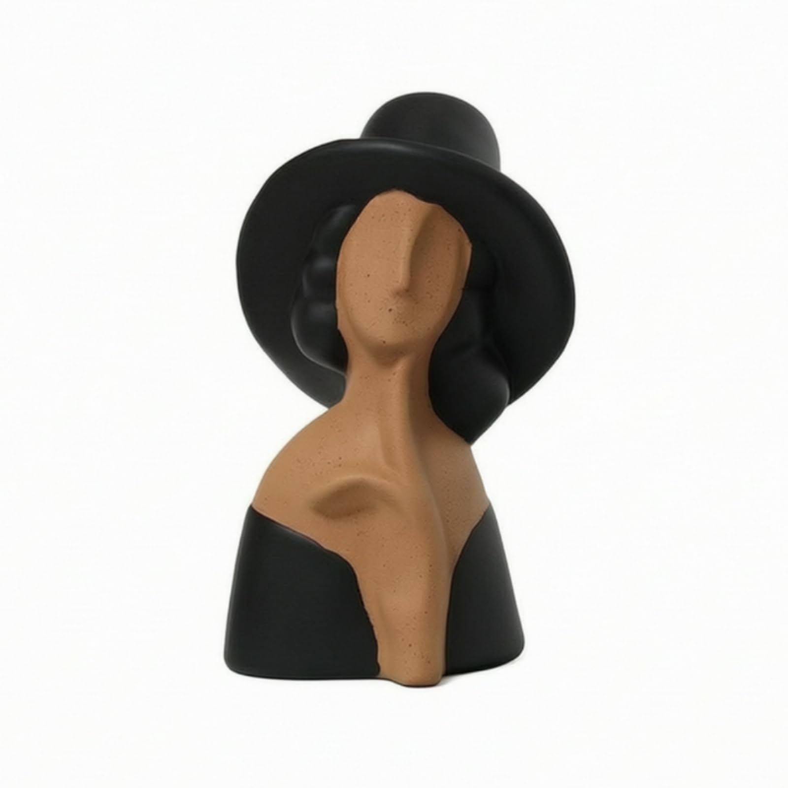 Qianly Busto Decorativo Moderno Scultura Minimalista Astratto Scultura da Tavolo per Interior Designer, Collezionisti D'arte, Soggiorno, Ingresso, Consolle, 15.9 13 23cm, Donna Con Cappello Nero