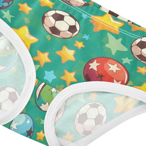 Wusikd Soccer Balls Girls' Underwear Cotton Colorful Stars Girls Briefs Soft Toddler Underwear 2T4