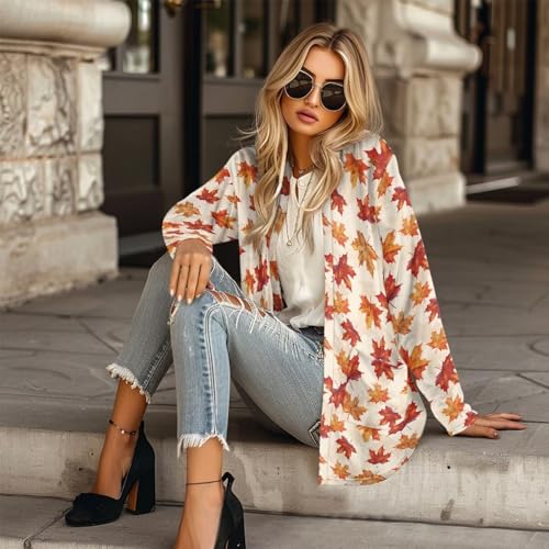 Image of Biyejit Women's Long Sleeve Open Front Cardigan Casual Loose Lightweight Cardigans with Pockets Drape Cardigan