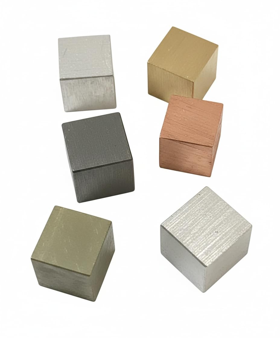 Density Cubes Set, 6 Metal Cubes for Density and Specific Gravity Activities, Brass Copper Aluminum Zinc Iron Lead, 10mm Sides-image-45