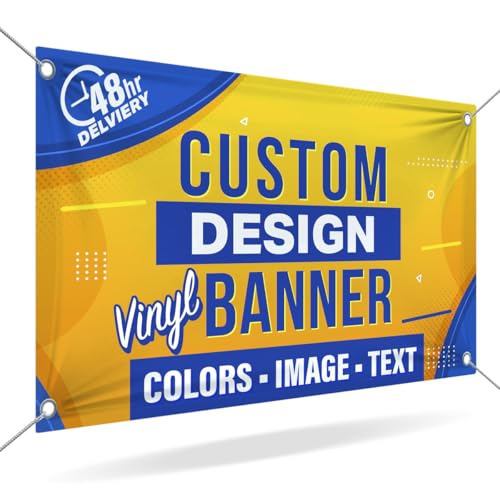 Custom Vinyl Banner by DOT4DOT - Personalized customizable full color design banners signs printing for indoor outdoor events retail birthday (1x1)