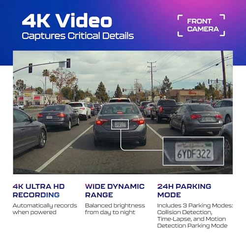 Image of AZDOME 4K UHD Dash Cam for Car Front and Rear| STARVIS Sensor| 2160P WiFi Dash Camera| GPS Logger & ADAS| 170 Wide Night Vision DashCam|2.4 inch Screen| G-Sensor|Emergency Recorder| Parking Mode| 256GB