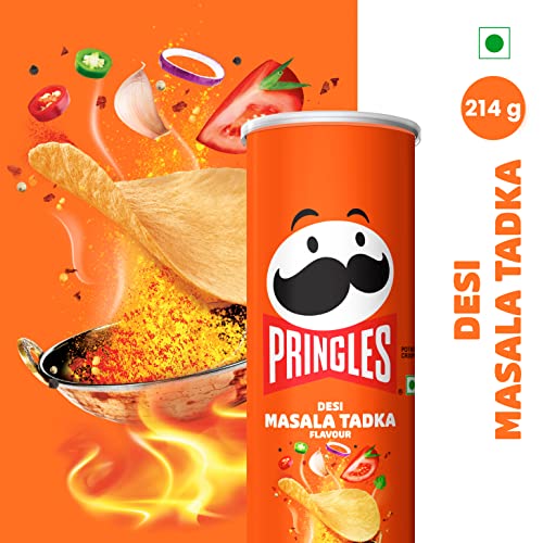 Image of Pringles Sour Cream & Onion Flavour | Potato Chips | Crispy Snack | Crunchy Snack food for Movies, Games & More | On-the-Go Can | Pack of 6 | 107g * 2
