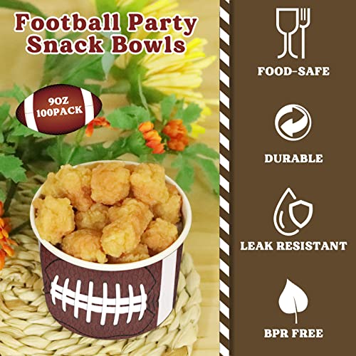 Image of gisgfim Football Party Snack Bowls Supplies for 50 Guests Disposable 9 oz Football Chili Serving Snack Bowls Paper Treat Cups Bucket for Game Day Sports Events Food Birthday Party