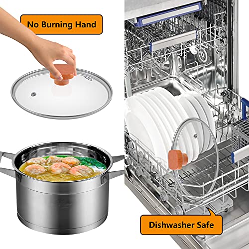 Siiy Universal Tempered Glass Lid With Square Wood Lid Knob, Replacement For Pan Pot Wok Frying Pan Skillet Slow Cooker Pressure Cooker Cover, 9.0"/22Cm, Clear #TOP6