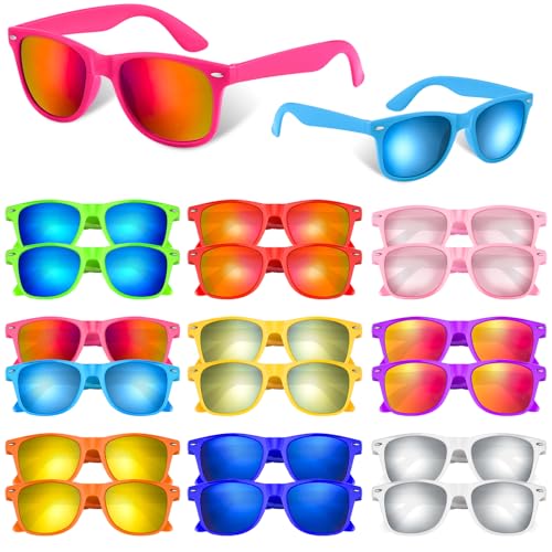 BOUBONI Colorful Party Sunglasses Bulk 20 Packs for Wedding Beach Summer Pool Party Supplies Goodie Bags Stuffers (Gradient Colors Millimetres 145)