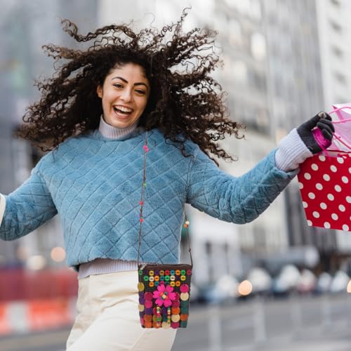 GALPADA Coconut Shell Woven Bag - Boho Crossbody Purse for Women Lightweight Ethnic Style Shoulder Bag Colorful Beaded Design Perfect for Summer and Travel3